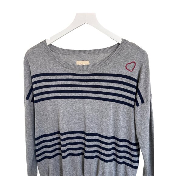 Chaser Heather Grey & Navy Stripe Cashmere Blend Sweater - Picture 7 of 8